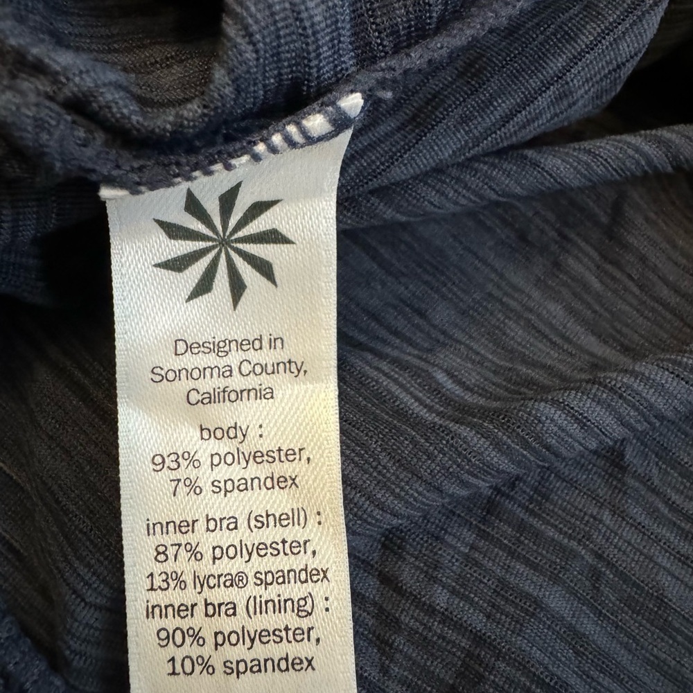 Athleta Navy Blue & White Hyper Stripe Energize Athletic Tank Top Small - Picture 7 of 9
